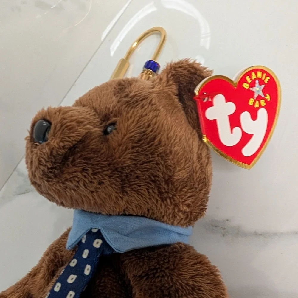 Ty Beanie Baby Hero Bear Upcycled Purse Charm Handcrafted Bag Accessory Brown